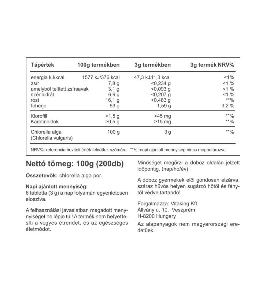 Vitaking Chlorella Blue-Green Algae - 500 Mg (200 Tablets)