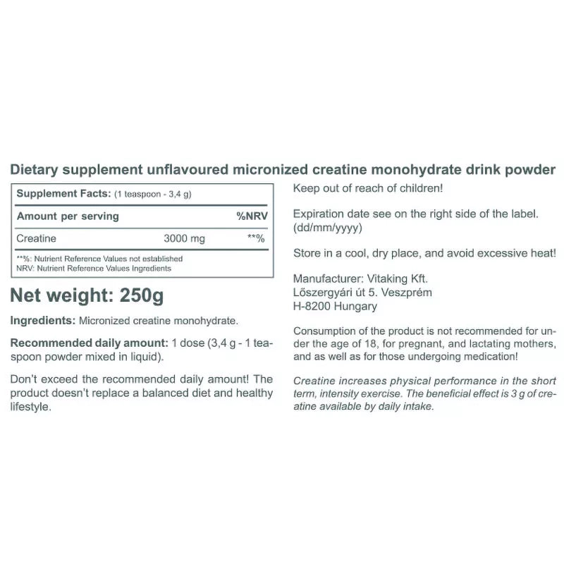 Vitaking Creatine 100% Pure Powder (250 g)