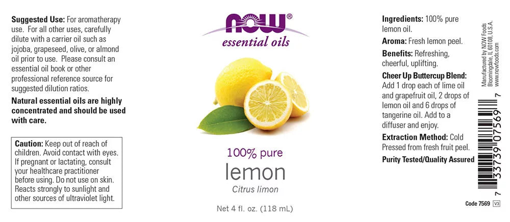 Now Foods Essential Oils - Lemon Oil (118 ml)