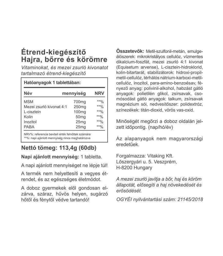 Vitaking Hair Skin & Nails Vitamin (60 Tablets)