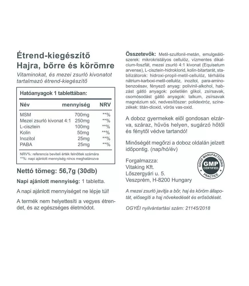 Vitaking Hair Skin & Nails Vitamin (30 Tablets)