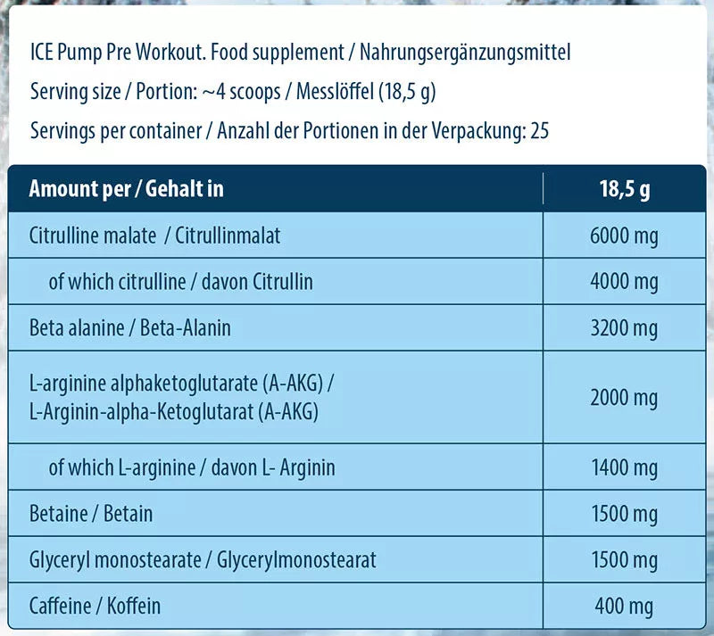 FA - Fitness Authority Ice Pump Pre Workout (463 g, Icy Mango & Passion Fruit)
