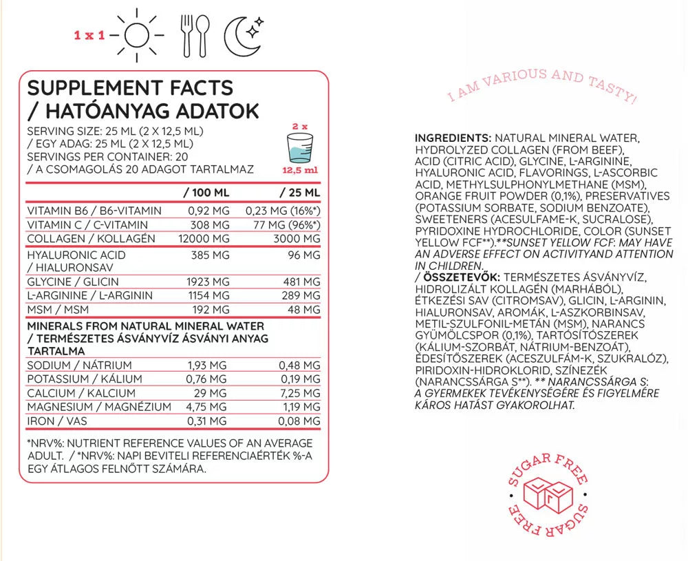 Nutriversum Liquid MSM+C Hyaluron Collagen - WOMEN (500 ml, Orange)