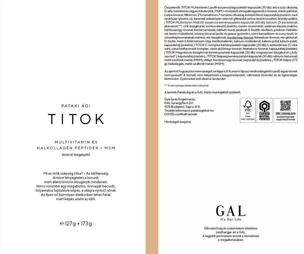 GAL TITOK Multivitamin and Fish Collagen Peptides + MSM (127g + 173g)