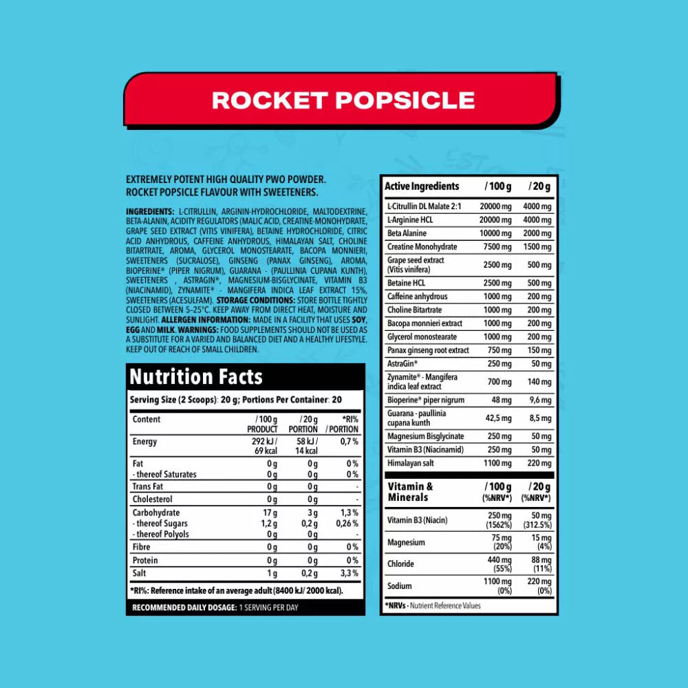 Nanosupps Crave For Rush Preworkout (400 g, Rocket Popsicle)