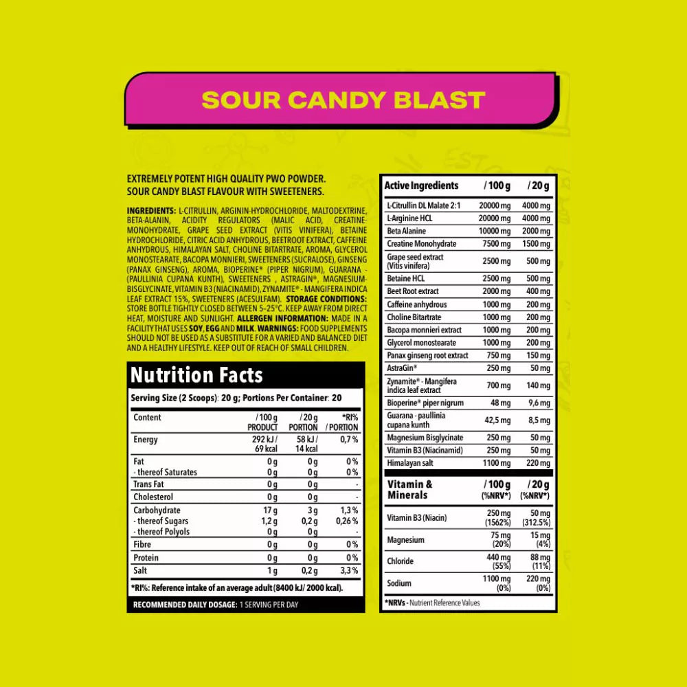 Nanosupps Crave For Rush Preworkout (400 g, Sour Candy Blast)