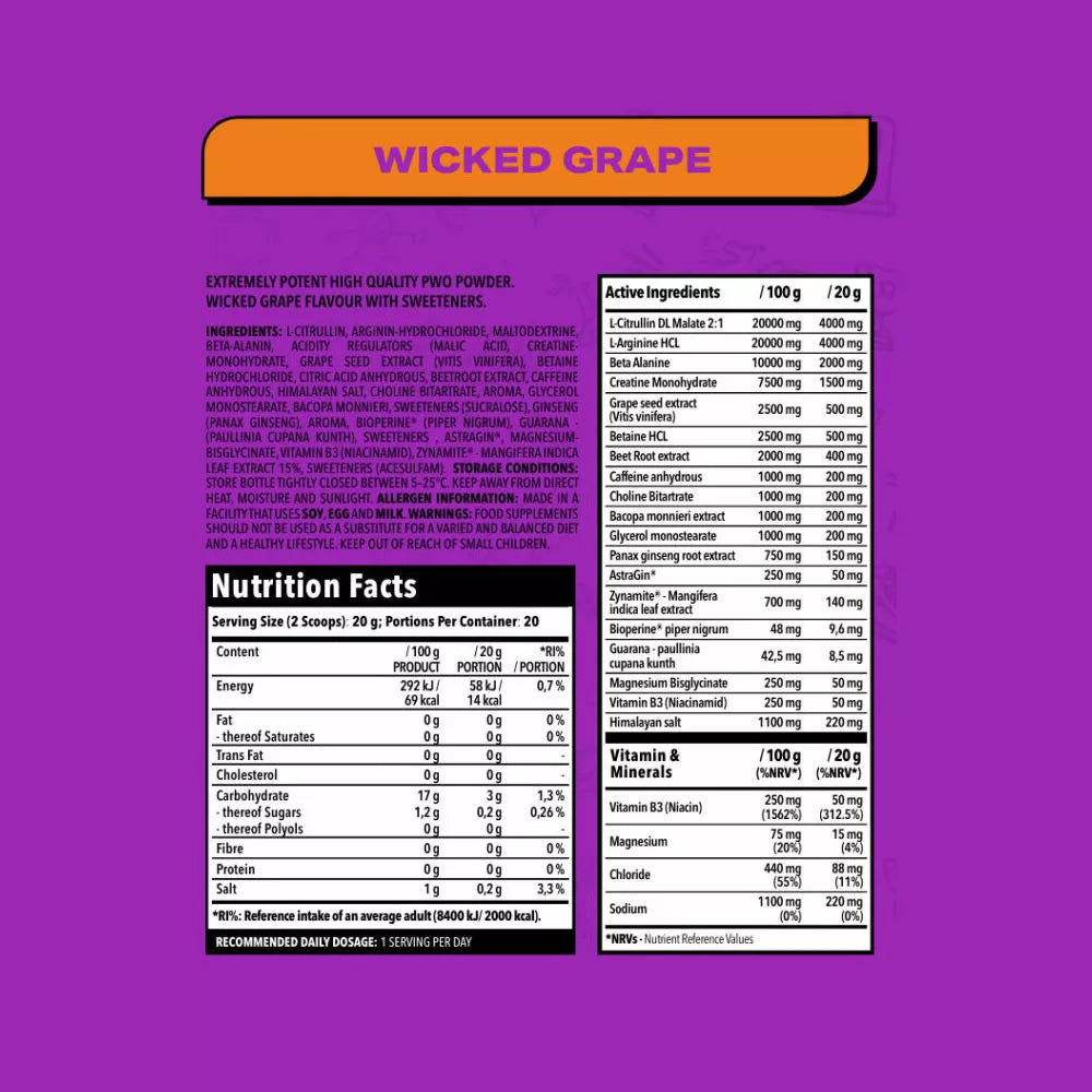 Nanosupps Crave For Rush Preworkout (400 g, Wicked Grape)