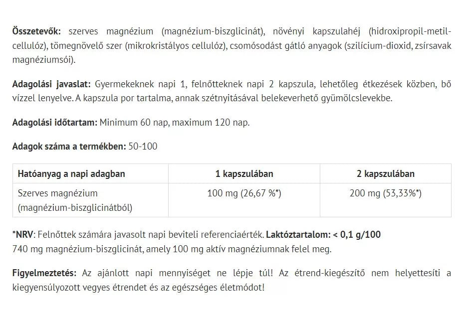 Natur Tanya Magnesium Bisglycinate (90+10 capsules)
