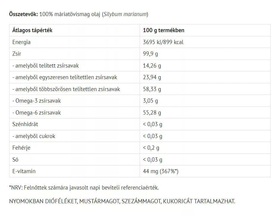 Natur Tanya 100% Milk Thistle Seed Oil (50 ml)