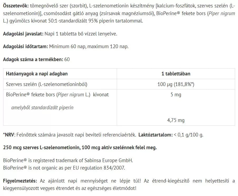 Natur Tanya Selenium Extra (60 Tablets)