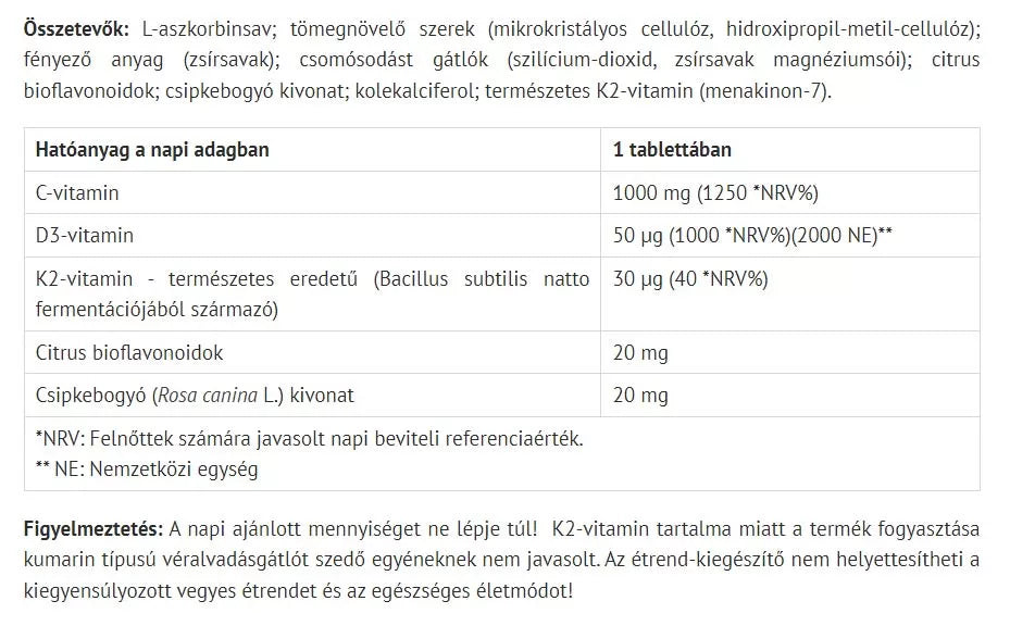 Natur Tanya Organic C+D+K (60 Tablets)