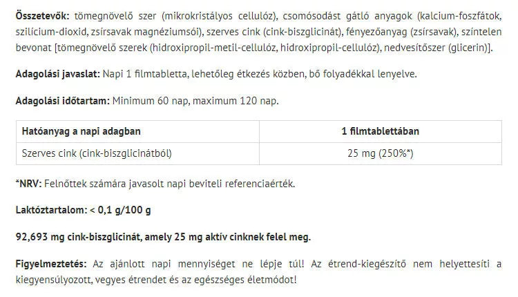 Natur Tanya Zinc Bisglycinate (60 Tablets)