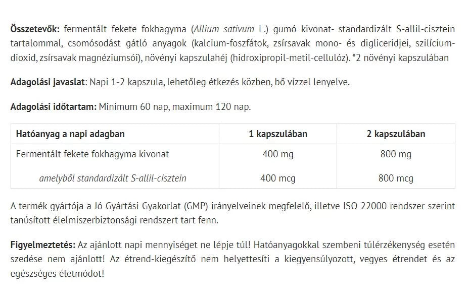 Natur Tanya Fermented Black Garlic 800 mg (30 Capsules)