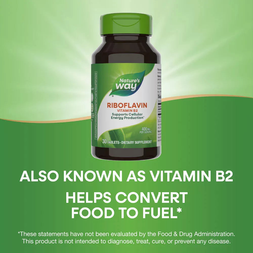 Nature's Way Riboflavin Vitamin B2 (30 Tablets)