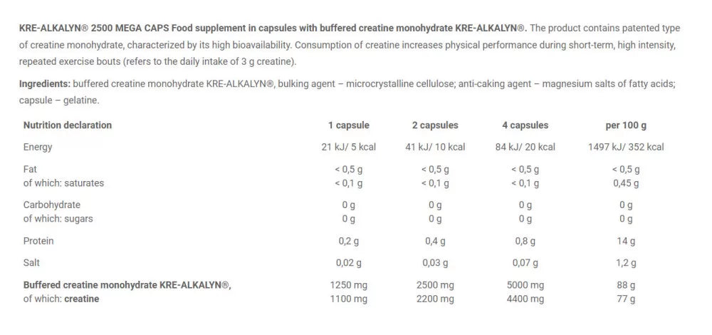 Olimp Sport Kre-alkalyn 2500 Mega Caps (120 Capsules)