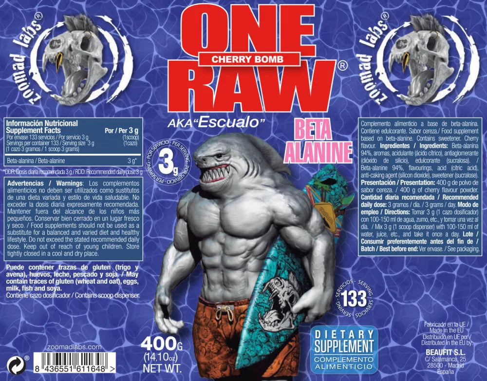 Zoomad Labs One Raw® Beta-alanine (400 g, Cherry Bomb)