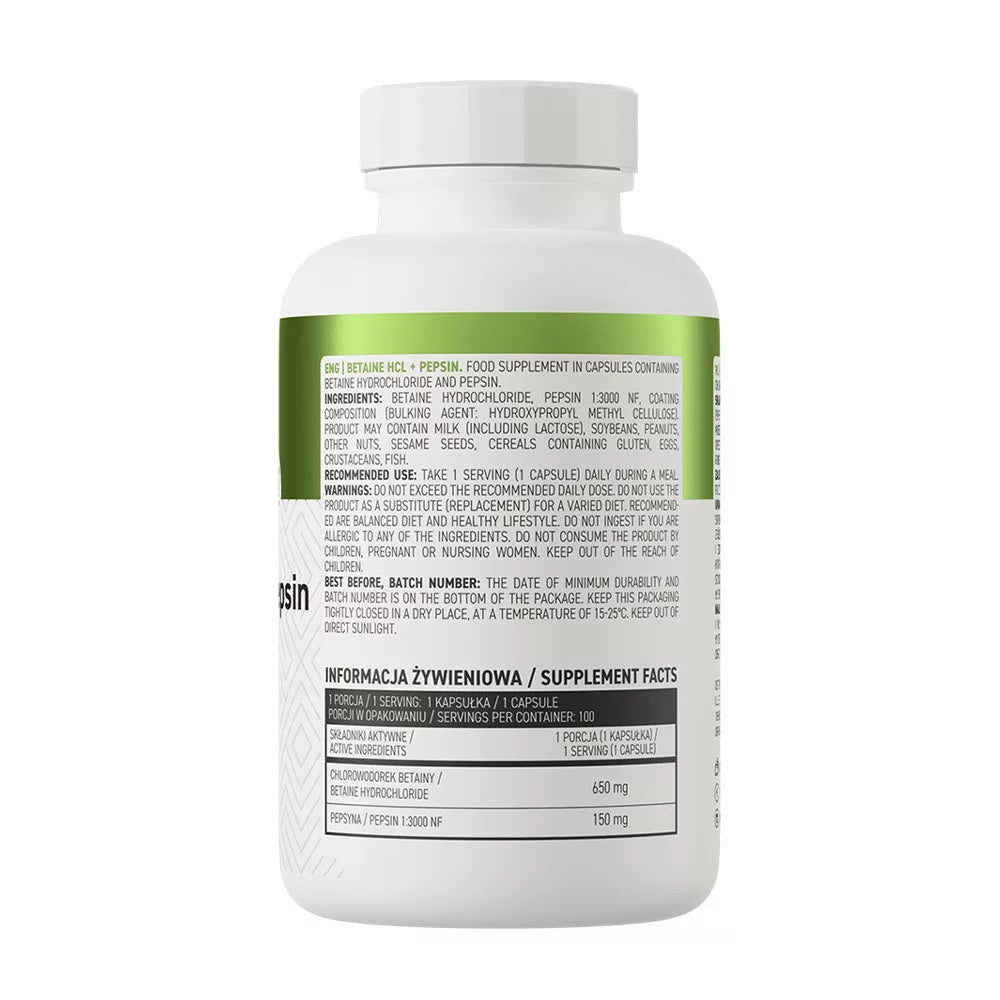 OstroVit Betaine HCL + Pepsin (100 Capsules)