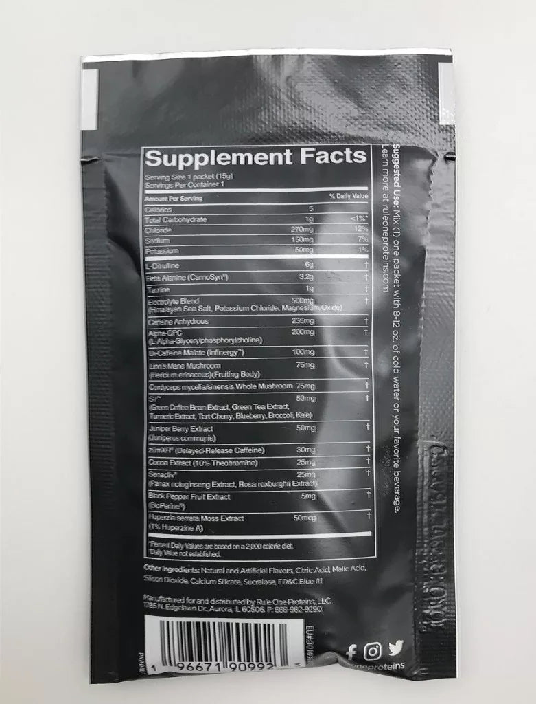Rule1 Prelift Sample (1 serving, Blue Raspberry)