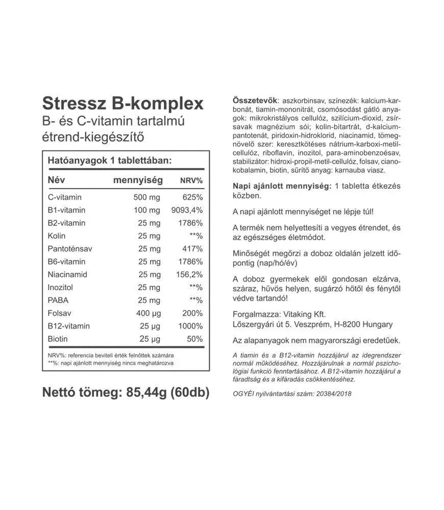 Vitaking Stress B-Complex Multivitamin (60 Tablets)