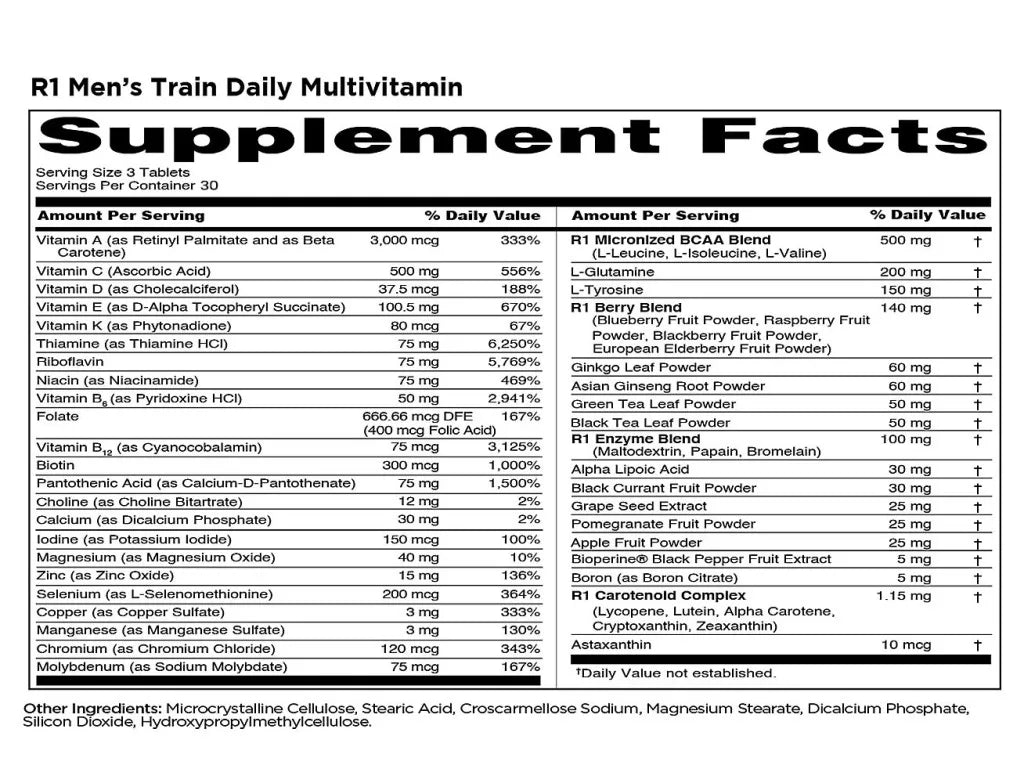 Rule1 Men's Train Daily Sports Multivitamin (90 Tablets)