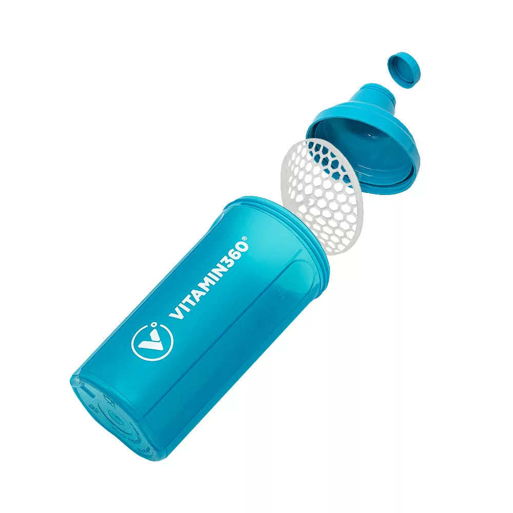 Vitamin360 Transparent Shaker (500 ml, Peacock Blue)